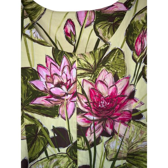 Talbots Dress VTG Green Tropical Print Beachy Vacation Sleeveless Resort Size 14 - Picture 7 of 11